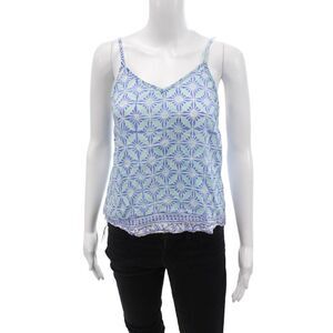 Bell Womens Spaghetti Strap V Neck Abstract Tank Top Blue Teal Size Small